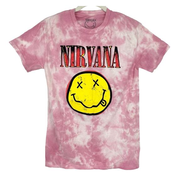 Officially Licensed Nirvana Nevermind Smiley Grunge Tee Pink Tie Dye Small NWOT - Picture 7 of 7